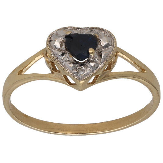 9ct Gold Sapphire & 0.01ct Diamond Dress/Cocktail Ring Size Q