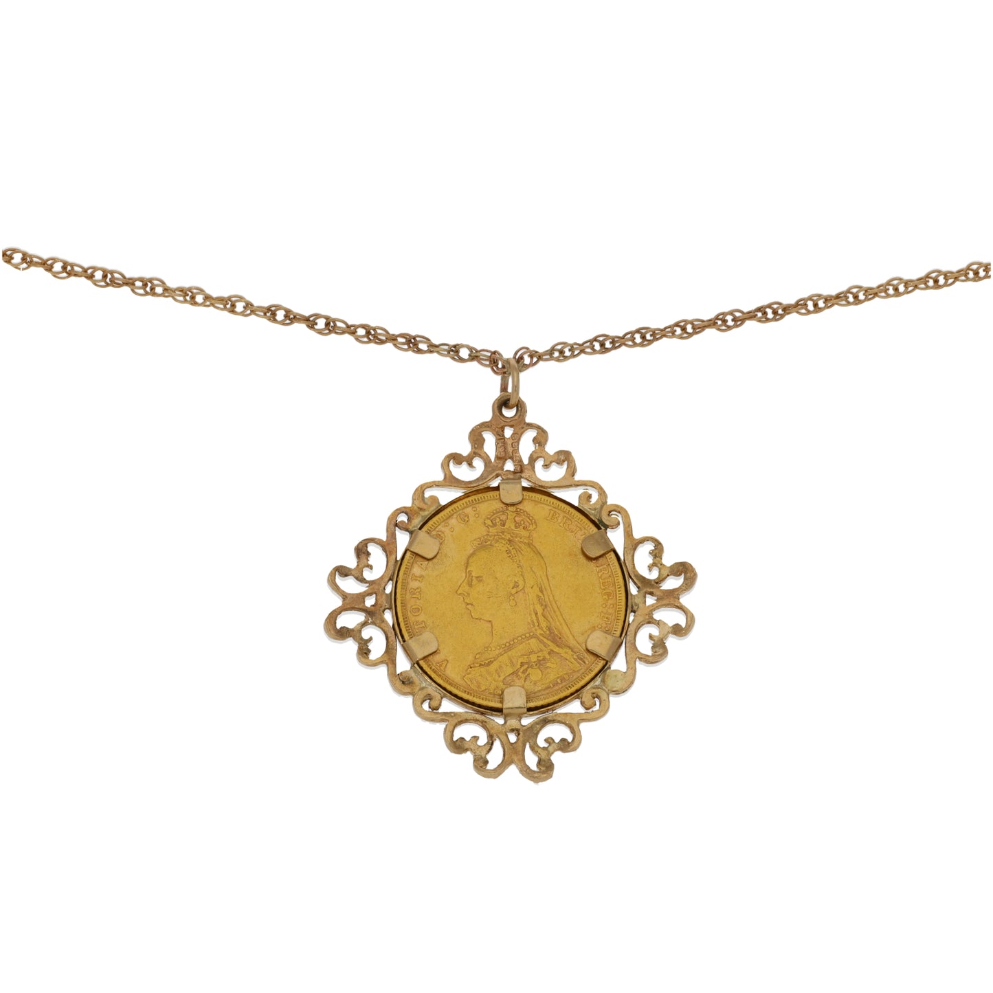 9ct Gold Full Sovereign Coin Pendant With Chain