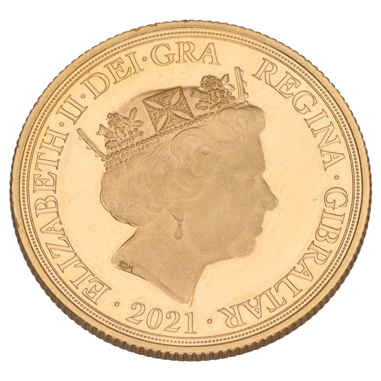22ct Gold Queen Elizabeth II Double Sovereign Gibraltar Coin 2021