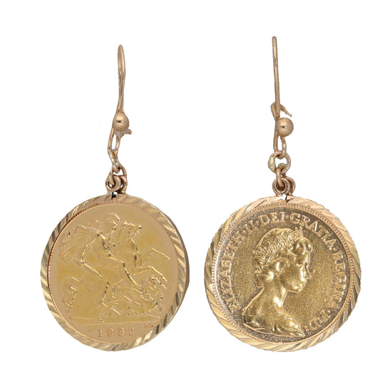 9ct Gold Half Sovereign Coin Earrings