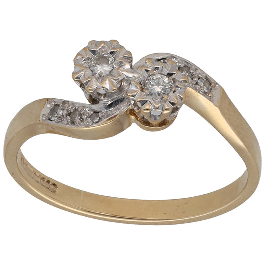 9ct Gold 0.10ct Diamond Dress/Cocktail Ring Size O