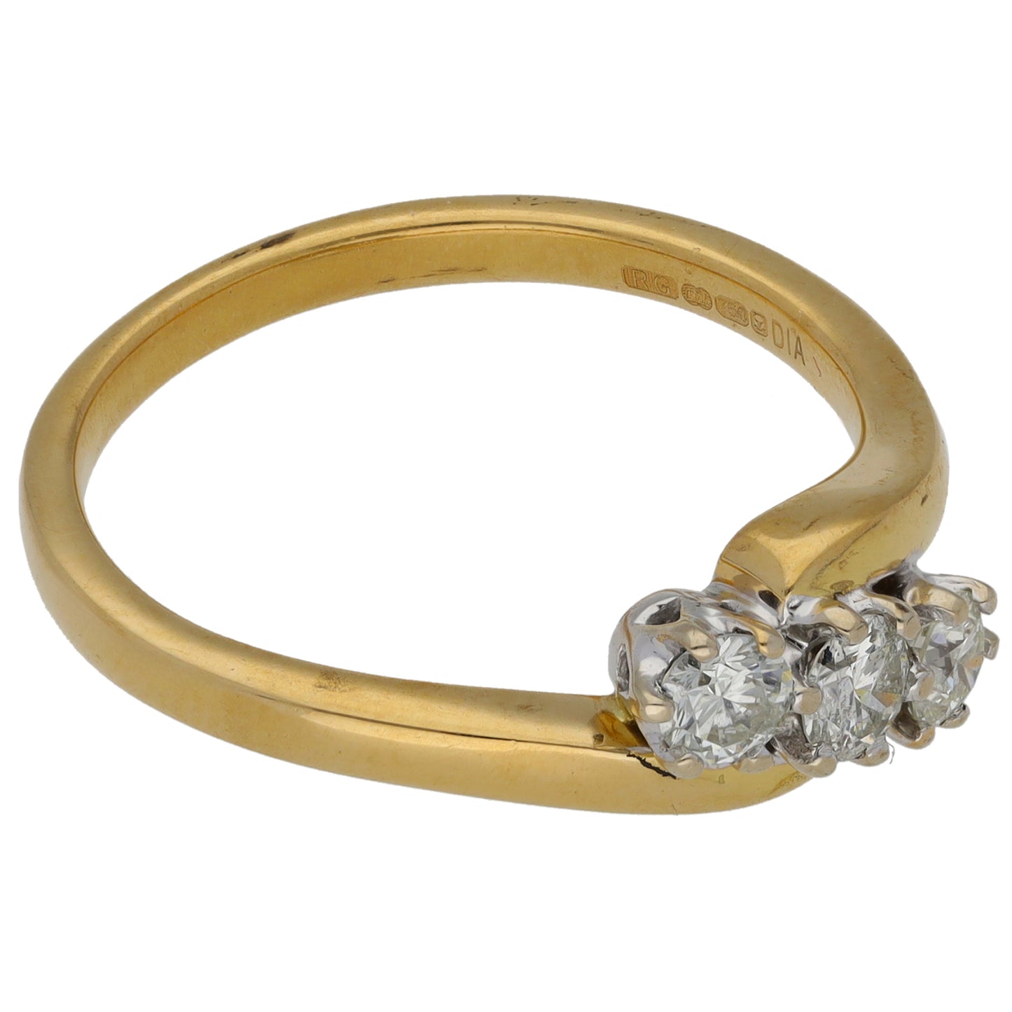 18ct Gold 0.50ct Diamond Trilogy Ring Size S