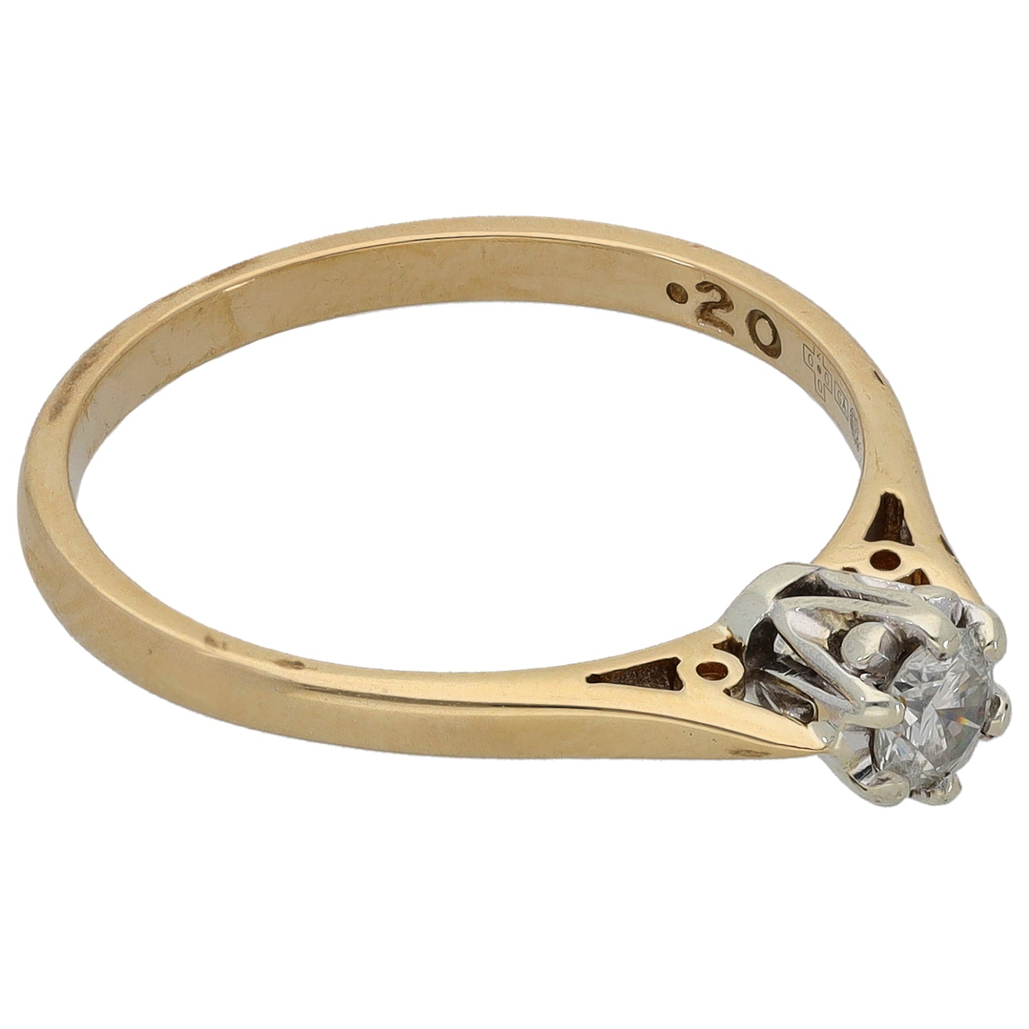 9ct Gold 0.20ct Diamond Solitaire Ring Size M