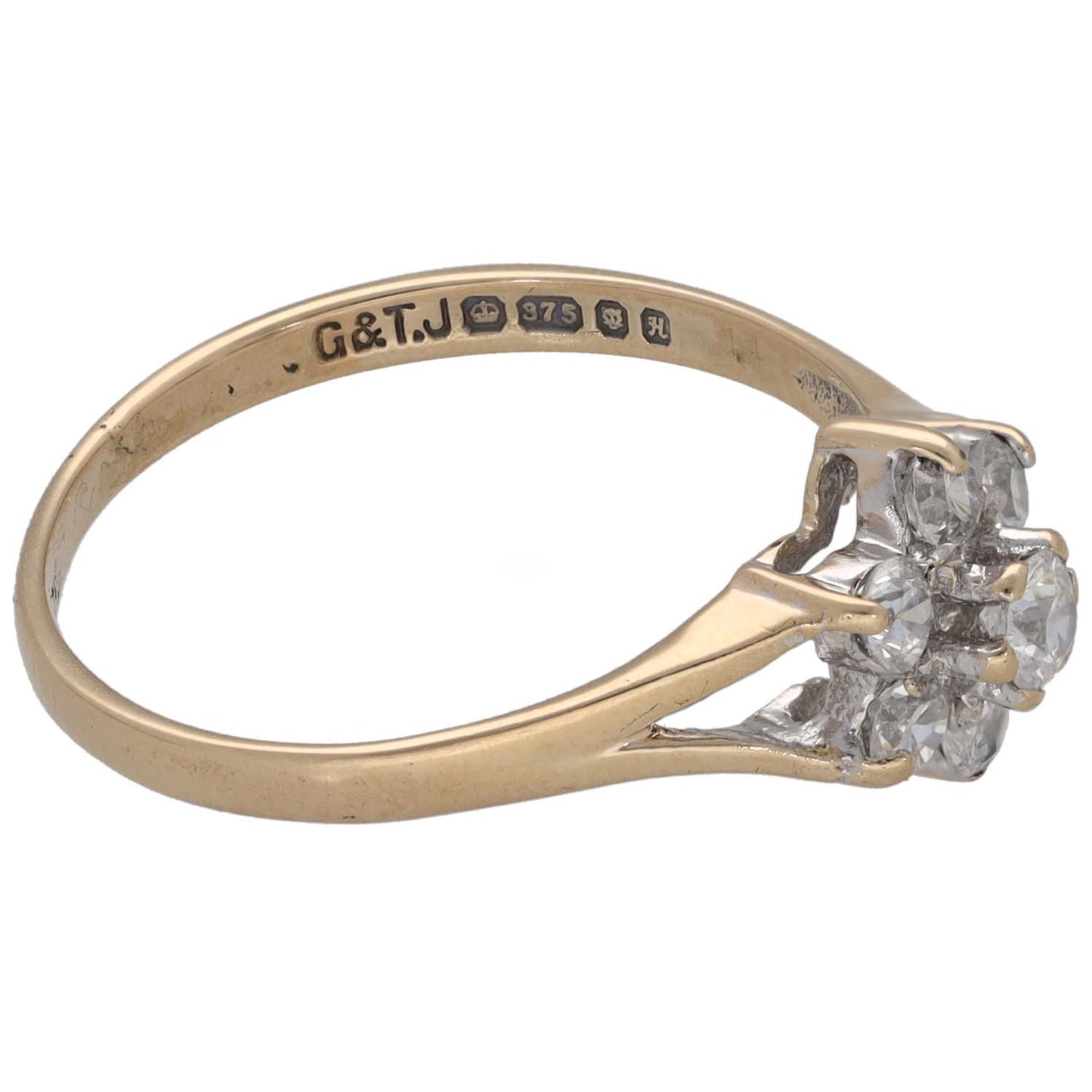 9ct Gold Cubic Zirconia Cluster Ring Size P