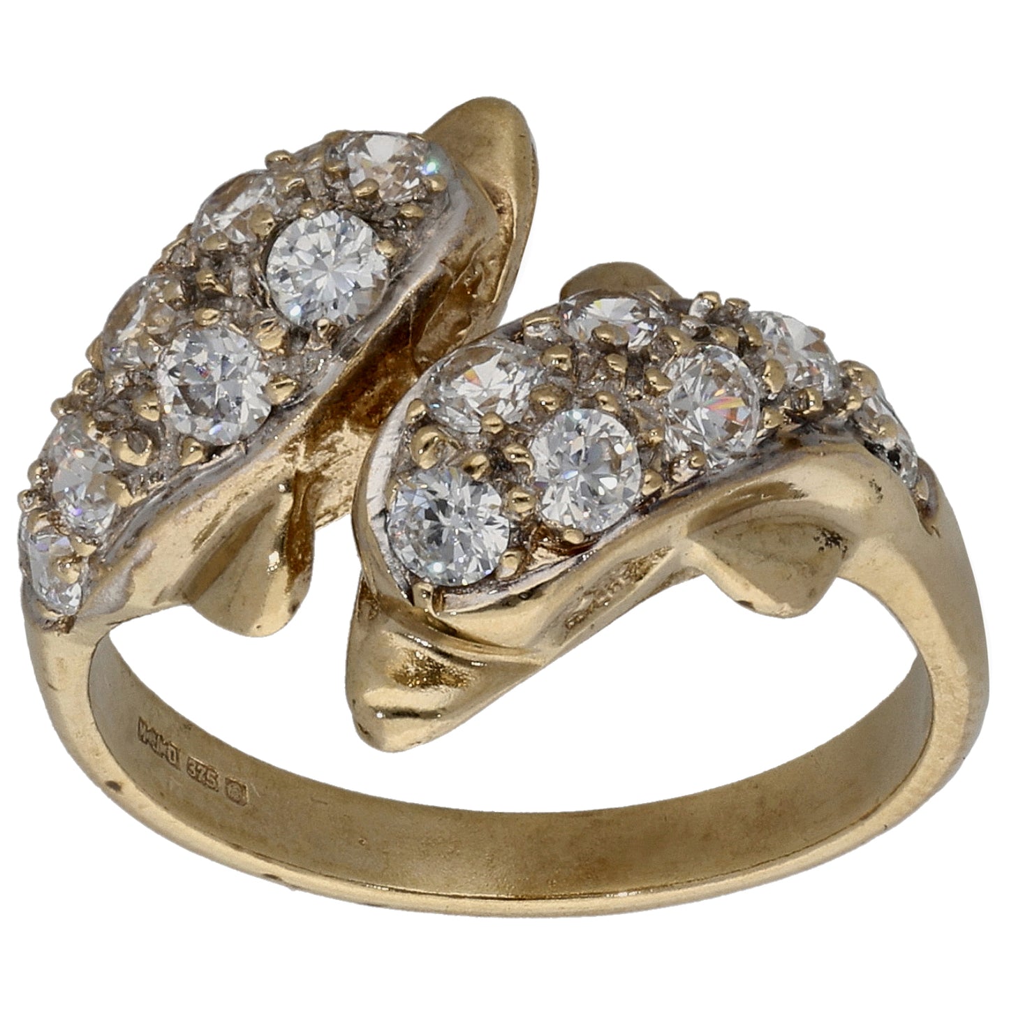 9ct Gold Cubic Zirconia Dolphin Ring Size N