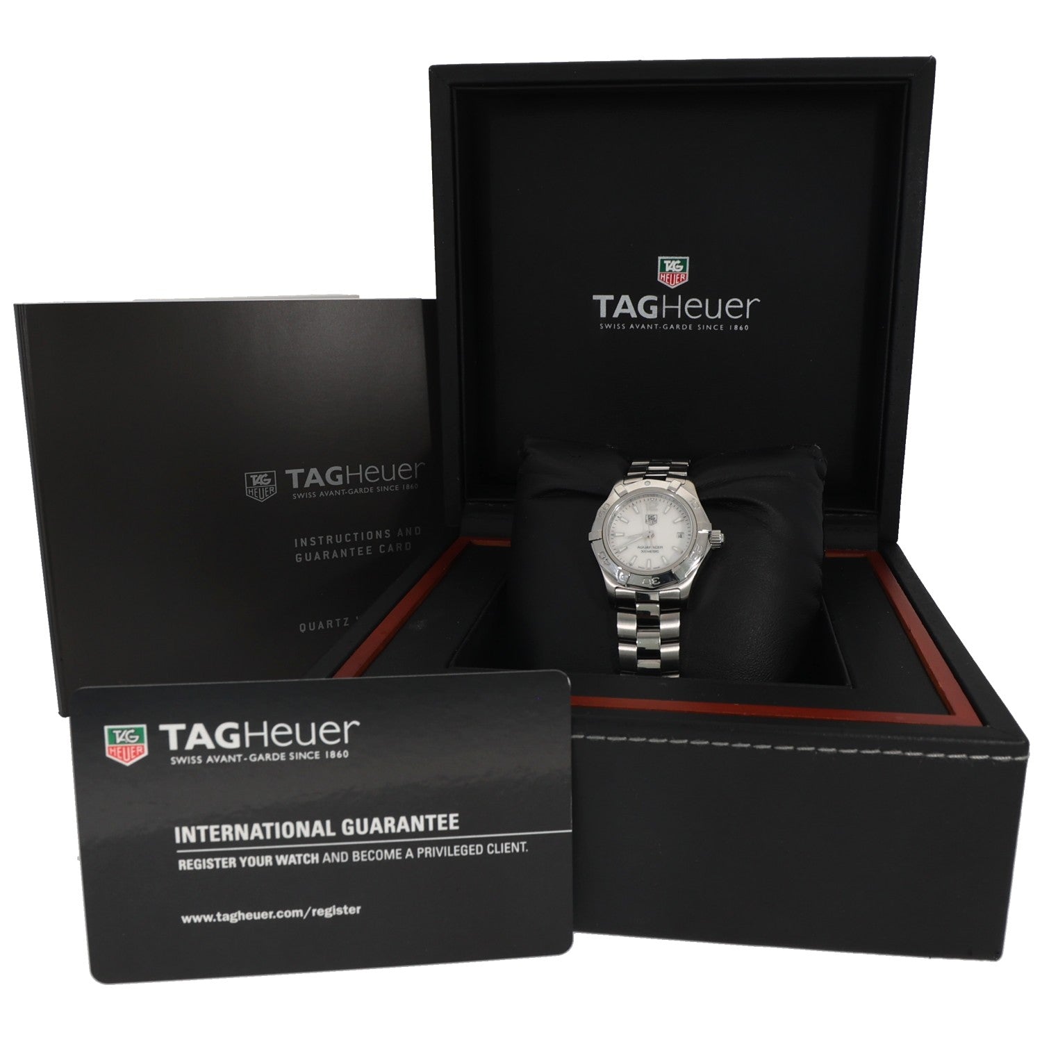 Tag Heuer Aquaracer WAF1414 Stainless steel watch in black presentation box with instruction and guarantee cards