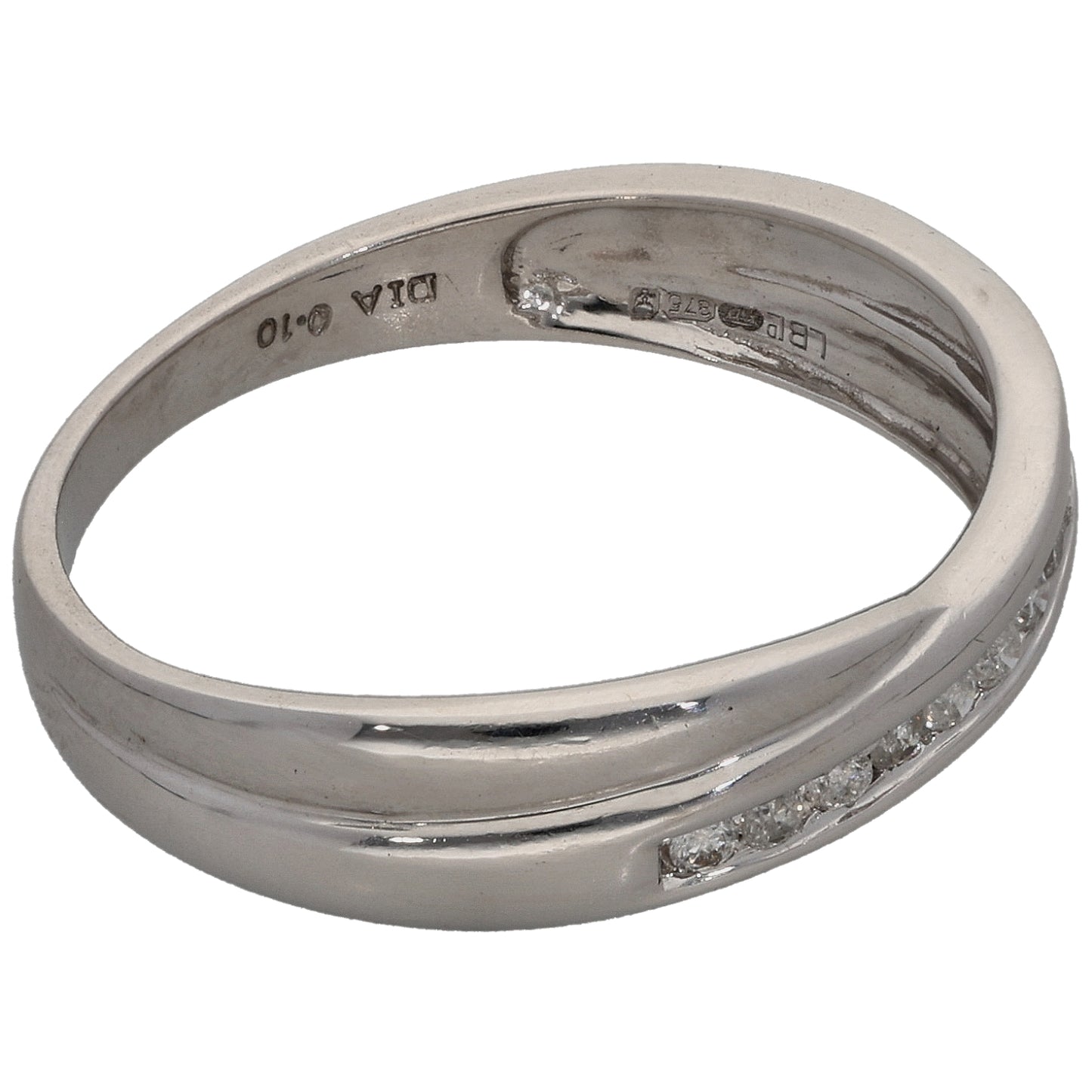 9ct White Gold 0.10ct Diamond Half Eternity Ring Size L