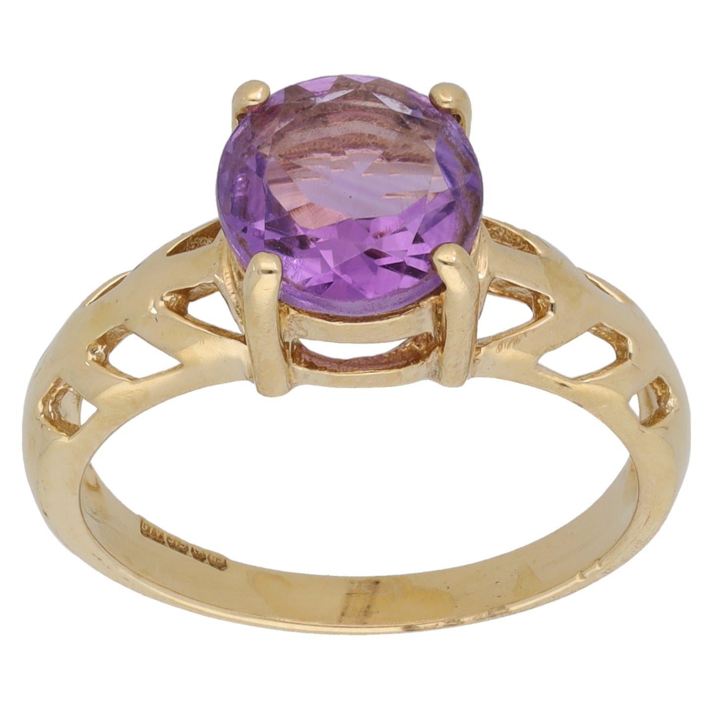9ct Gold Amethyst Single Stone Ring Size N