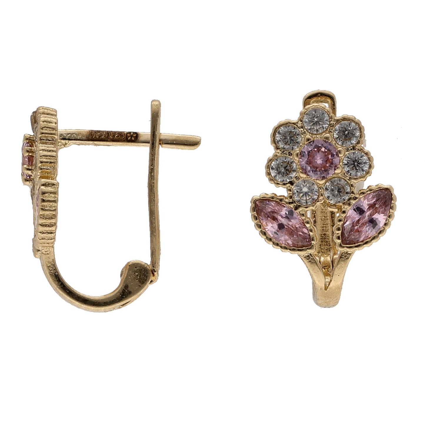 New 14ct Gold Imitation Gems Flower Earrings