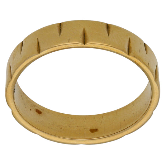 9ct Gold Patterned Wedding Ring Size M