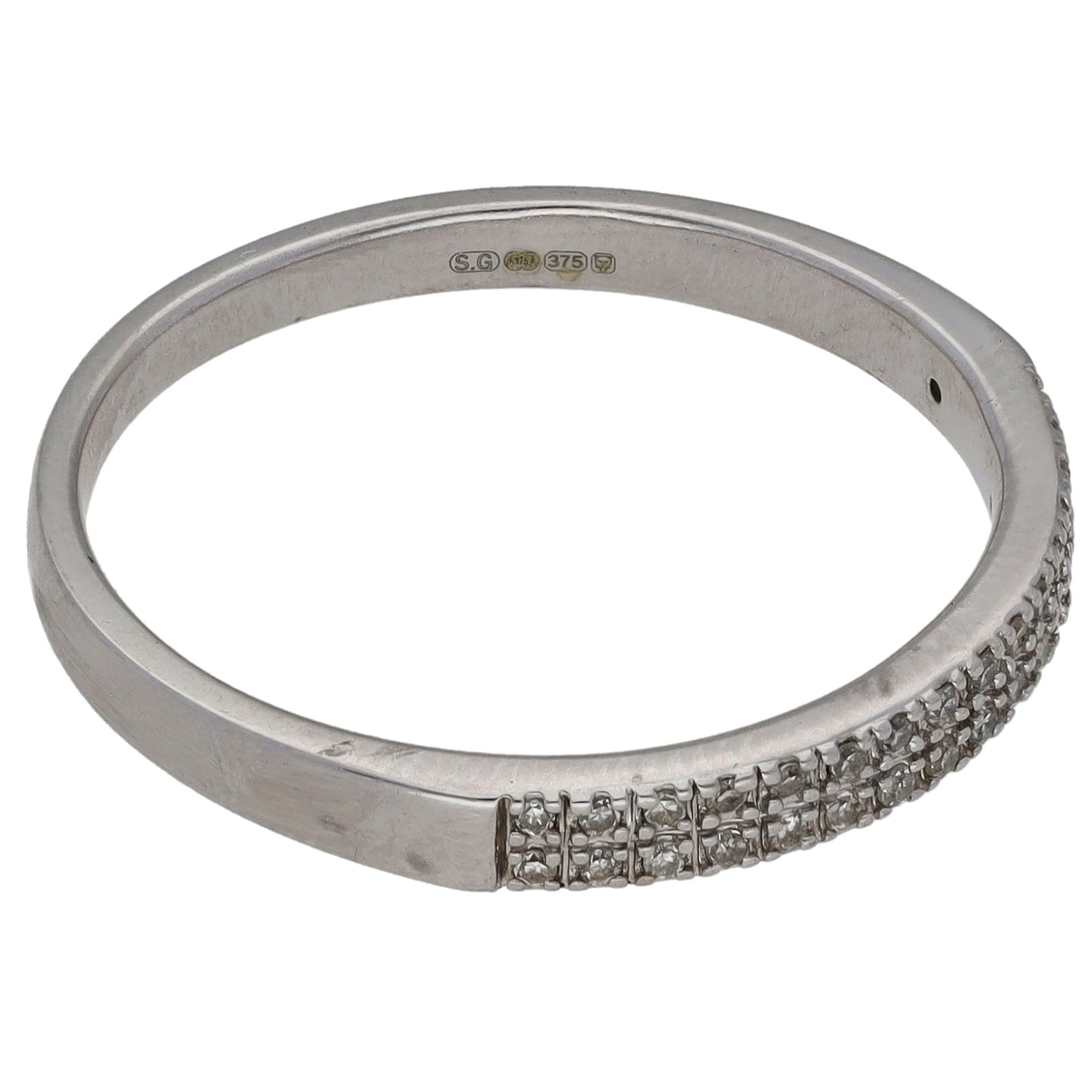9ct White Gold 0.10ct Diamond Half Eternity Ring Size Q