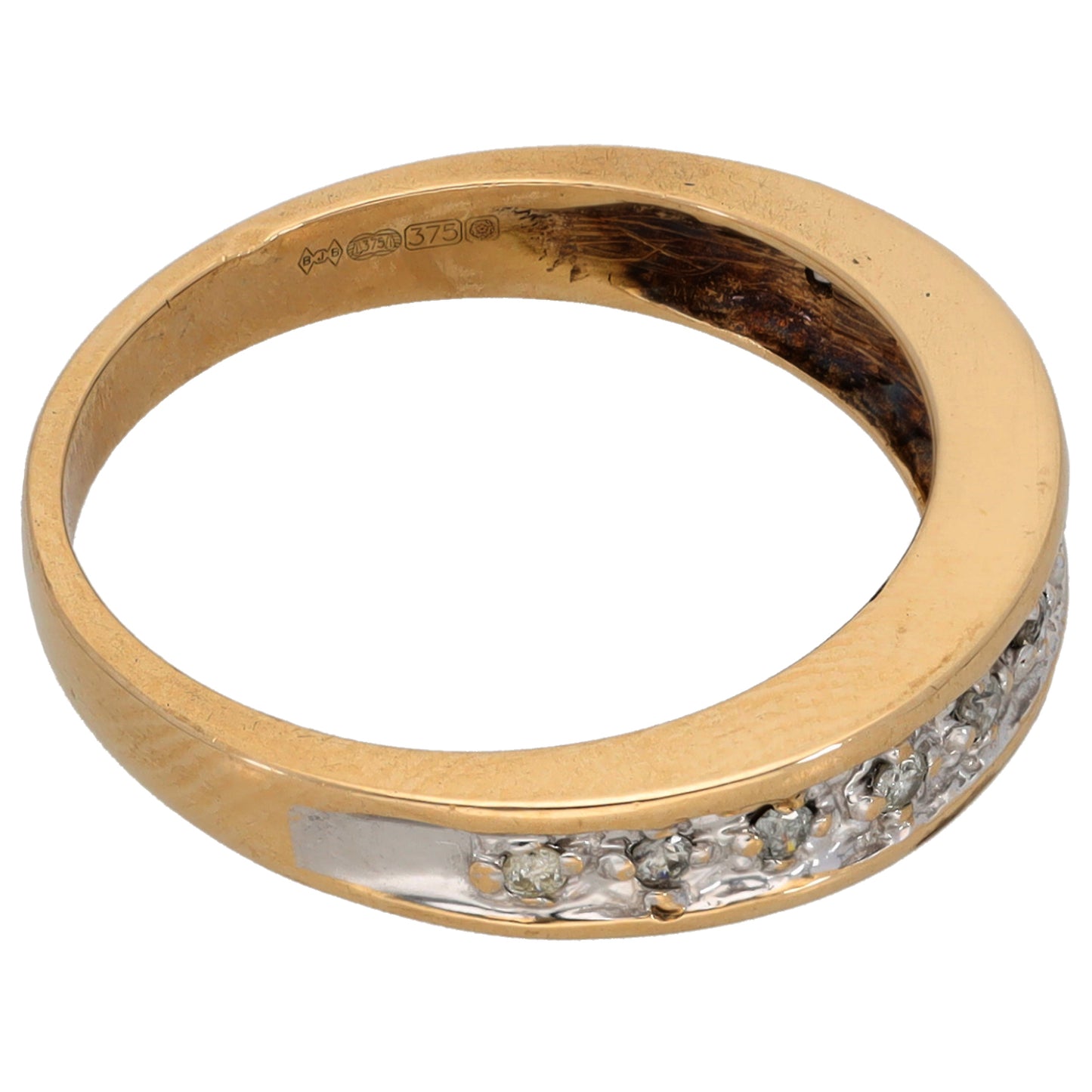 9ct Gold 0.055ct Diamond Half Eternity Ring Size L