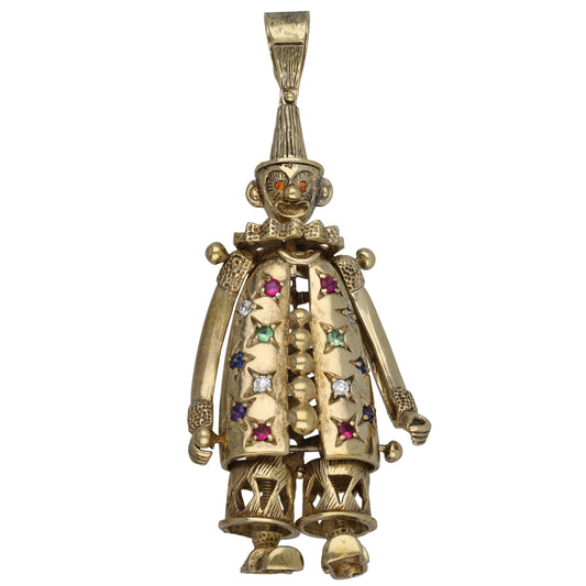 9ct Gold Imitation Gems Clown Pendant