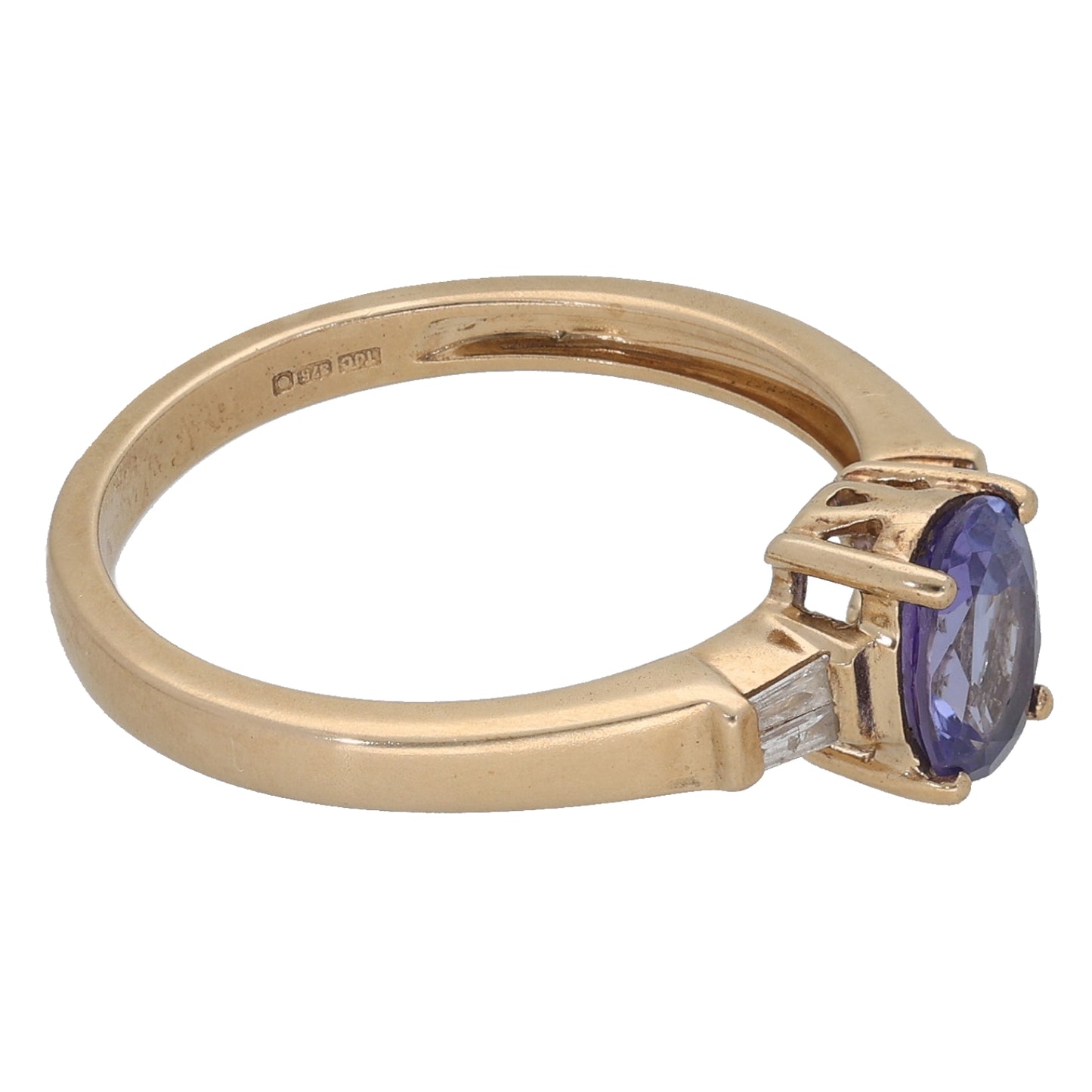 9ct Gold Tanzanite & 0.08ct Diamond Dress/Cocktail Ring Size O