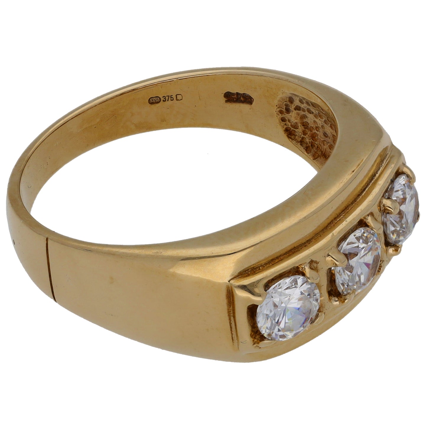 9ct Gold Cubic Zirconia Three Stone Ring Size X