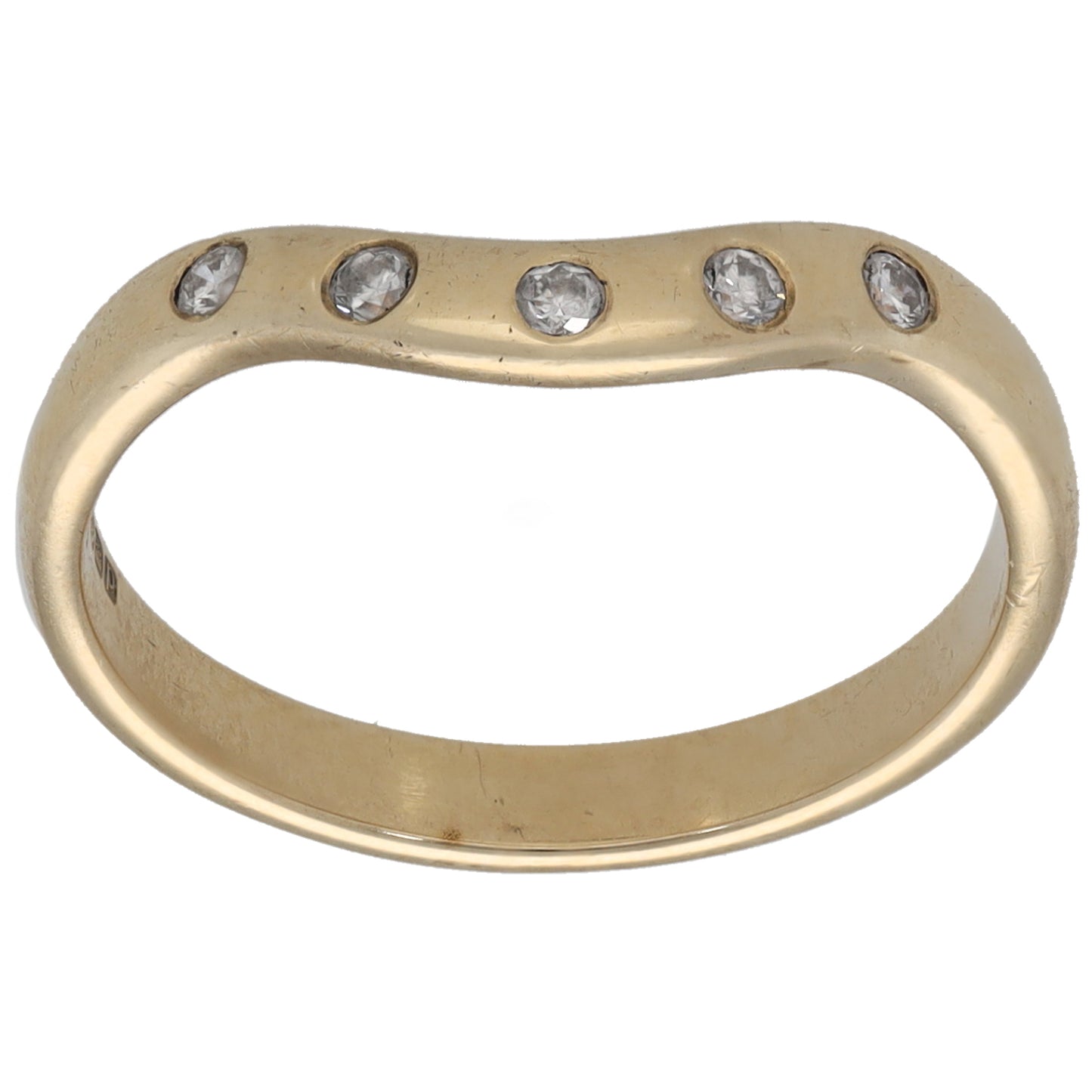 9ct Gold 0.10ct Diamond Wishbone Ring Size L
