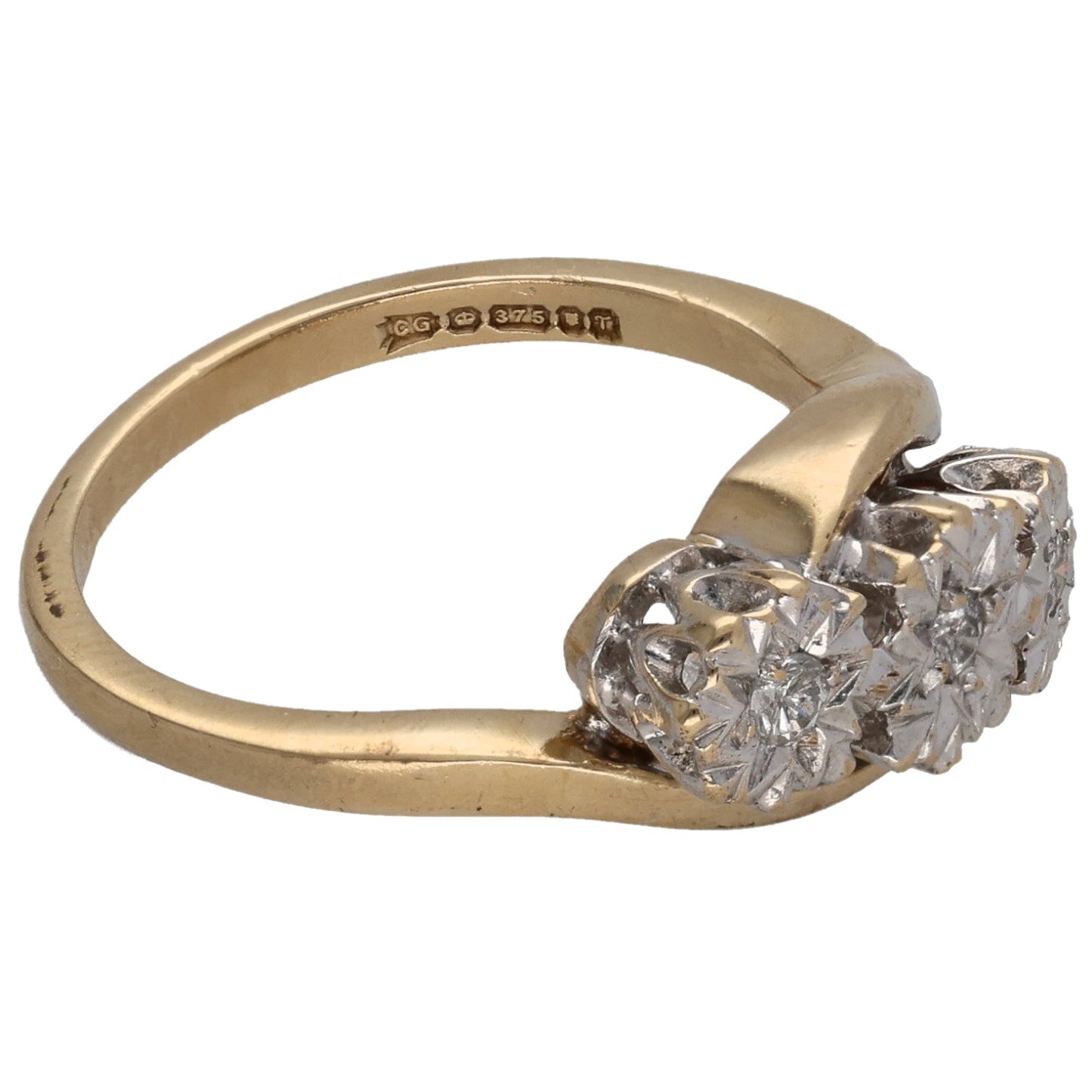 9ct Gold 0.10ct Diamond Trilogy Ring Size K