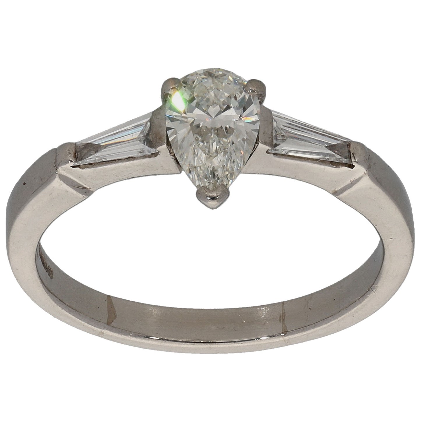 Platinum 0.75ct Diamond Solitaire Ring With Accent Stones Size N