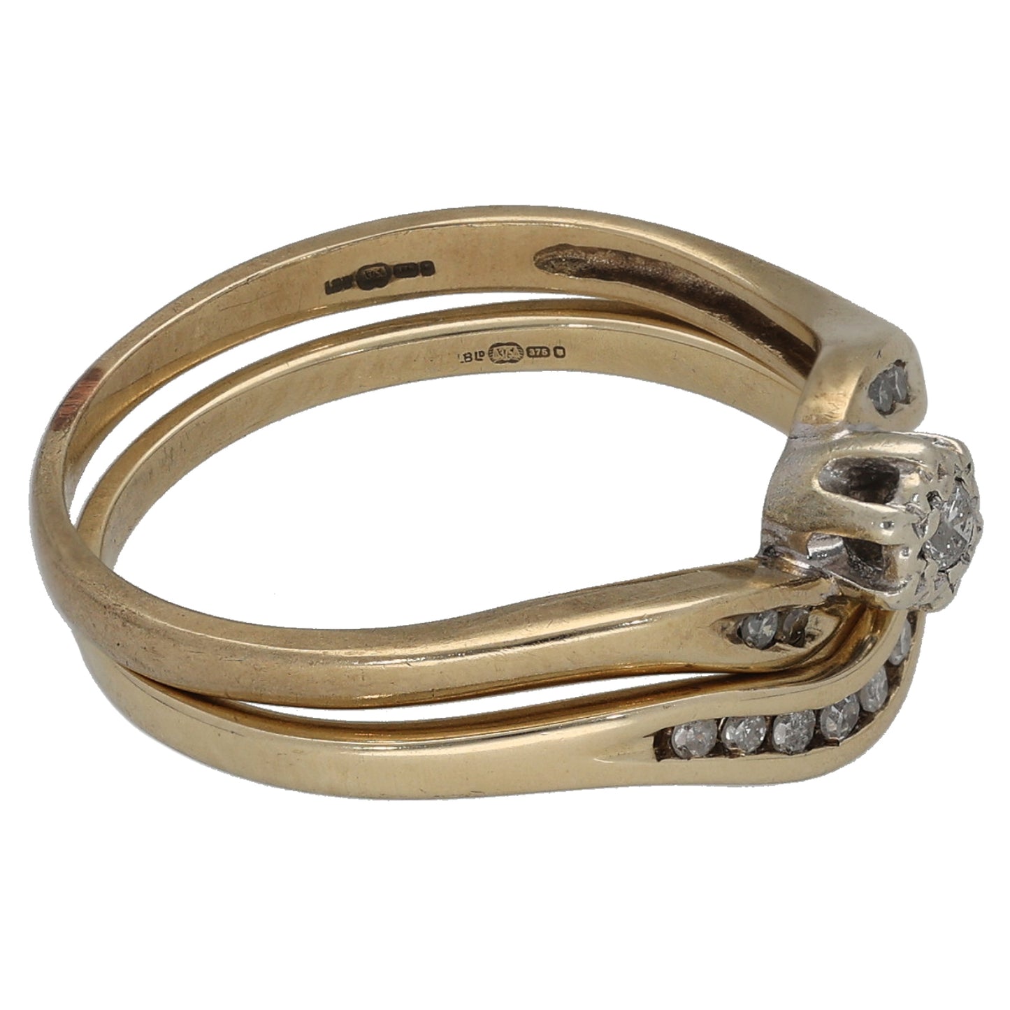 9ct Gold 0.095ct Diamond Ring Set Size O