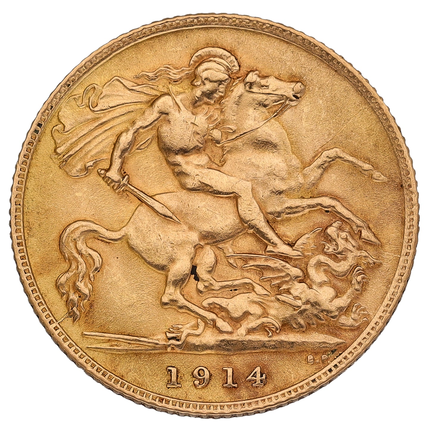 22ct Gold King George V Half Sovereign Coin 1914