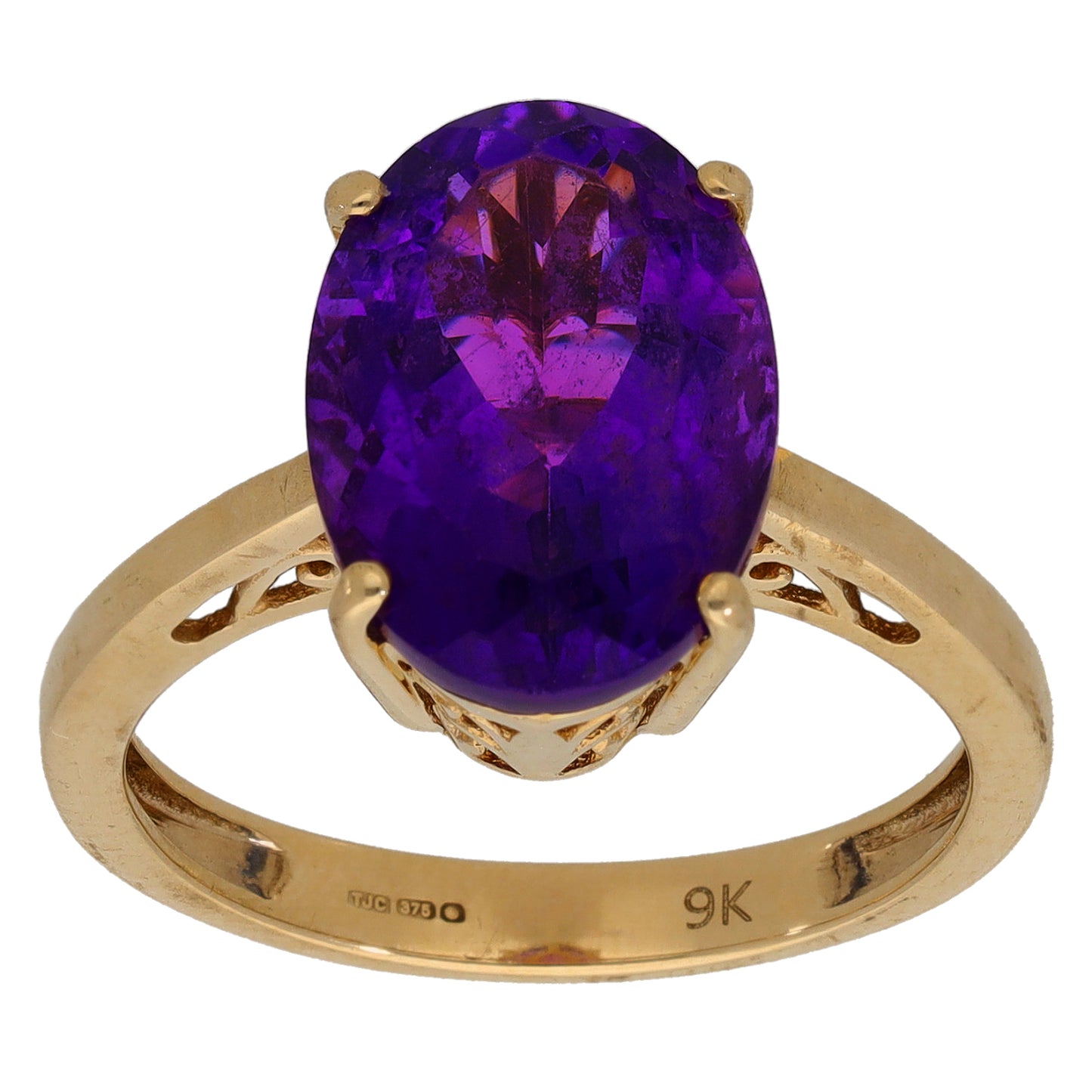 9ct Gold Amethyst Single Stone Ring Size Q