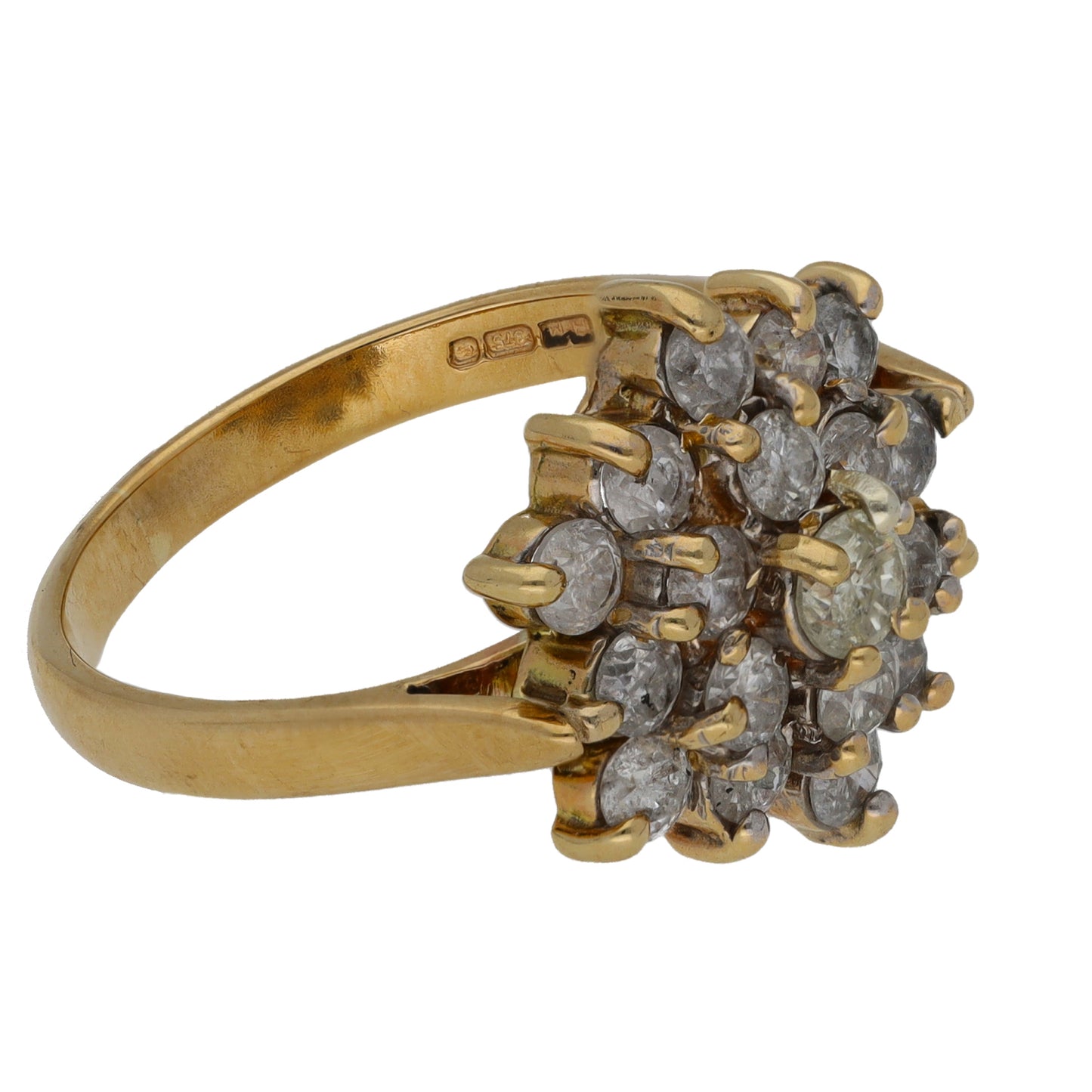 9ct Gold 1.59ct Diamond Cluster Ring Size O