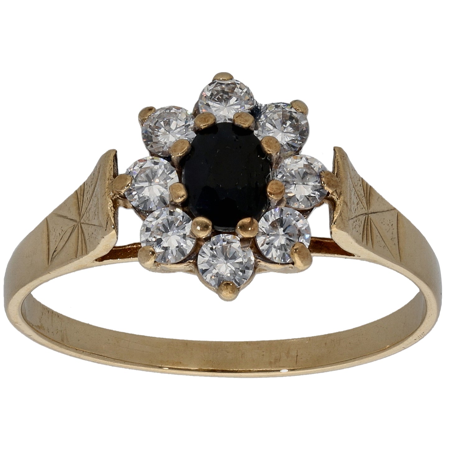 9ct Gold Sapphire & Cubic Zirconia Dress/Cocktail Ring Size P