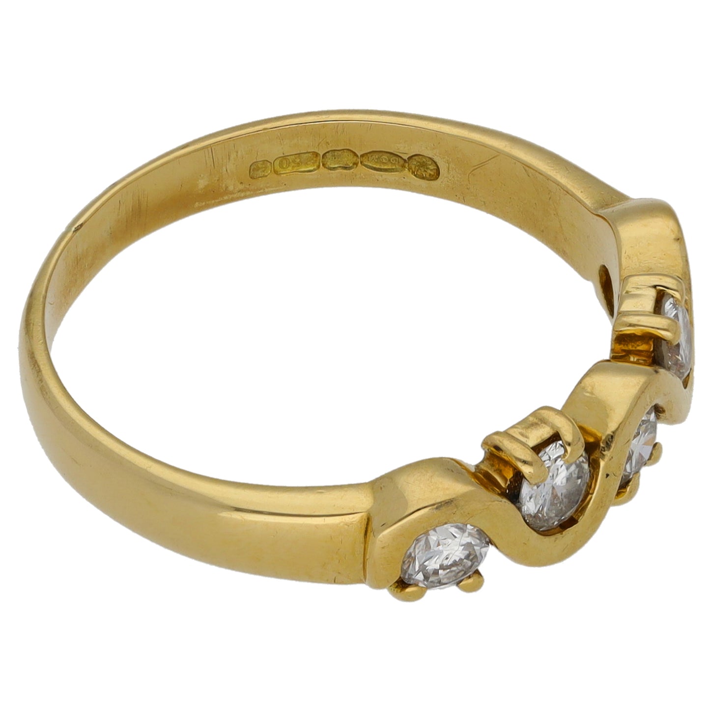 18ct Gold 0.50ct Diamond Half Eternity Ring Size O