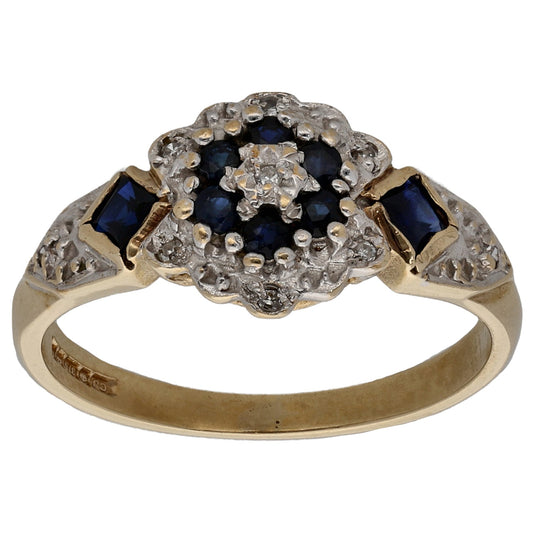 9ct Gold Sapphire & 0.04ct Diamond Dress/Cocktail Ring Size M