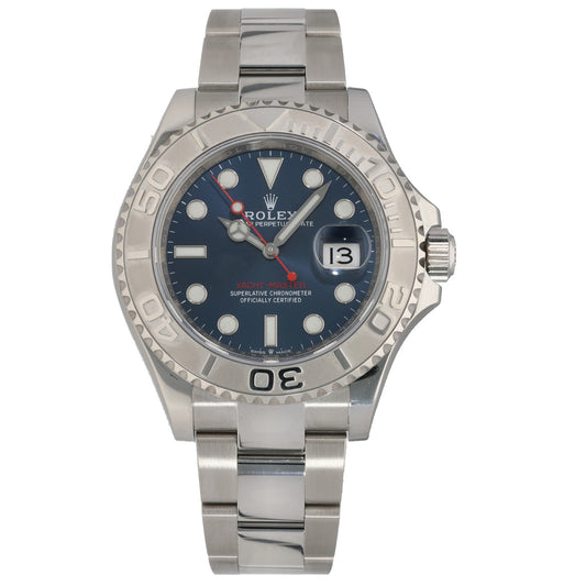 Rolex Yacht Master 126622 platinum watch with blue dial, diamond markers, metal bracelet