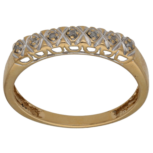 9ct Gold 0.07ct Diamond Half Eternity Ring Size P