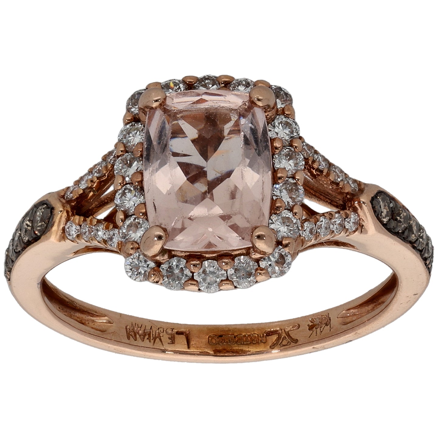 14ct Rose Gold 0.64ct Diamond & Morganite Dress/Cocktail Ring Size N