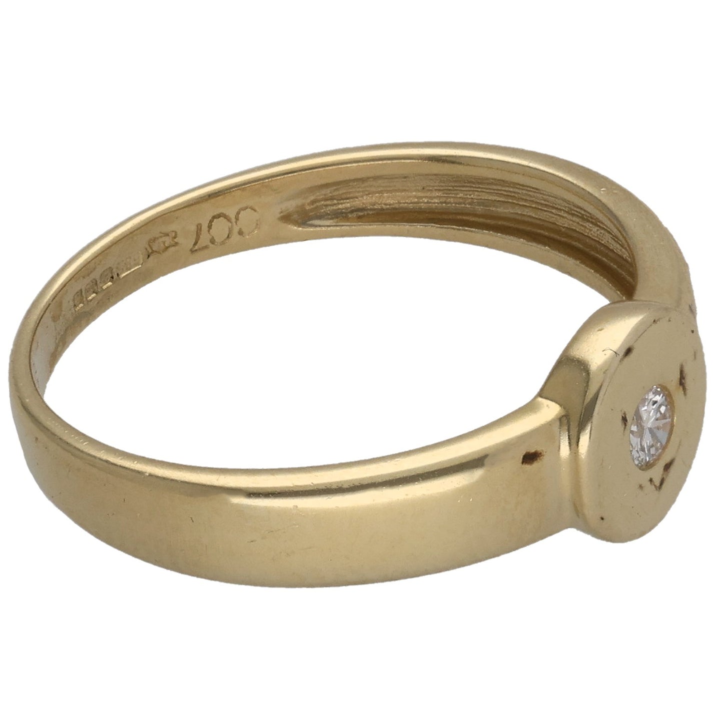 14ct Gold 0.07ct Diamond Solitaire Ring Size O