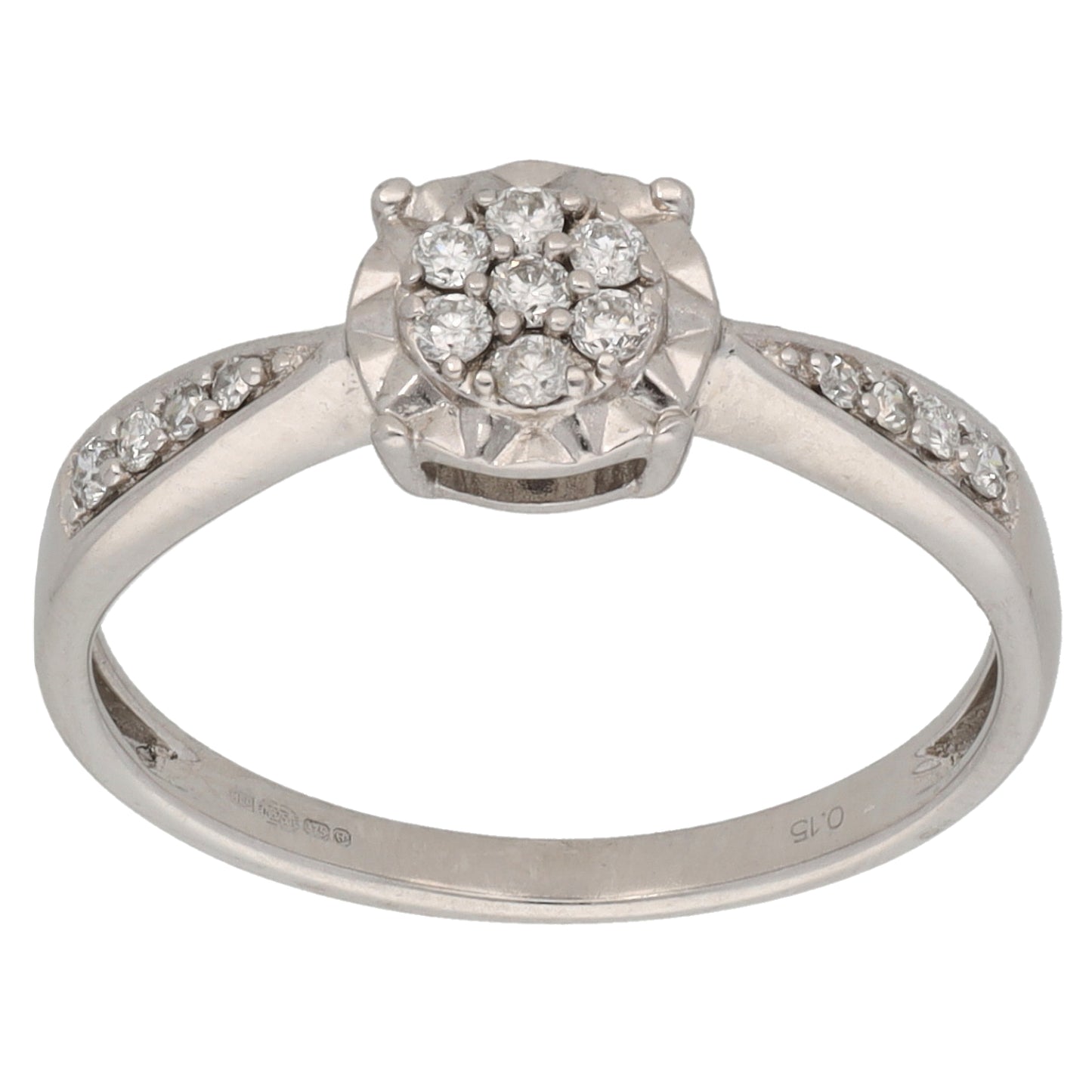 9ct White Gold 0.11ct Diamond Dress/Cocktail Ring Size N