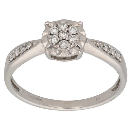 9ct White Gold 0.11ct Diamond Dress/Cocktail Ring Size N