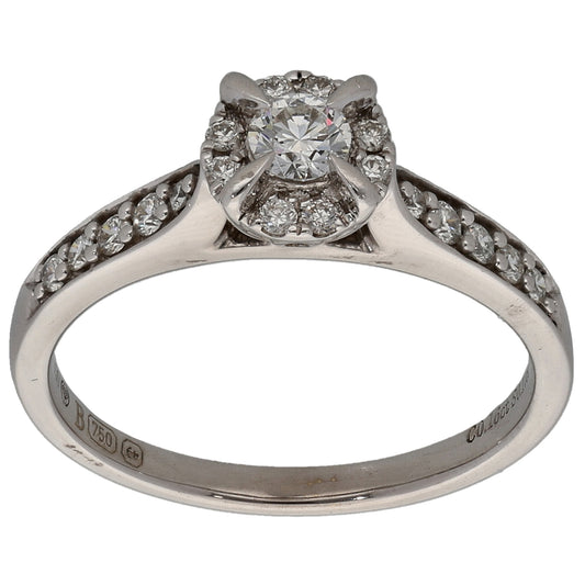 18ct White Gold 0.33ct Diamond Cluster Ring Size L