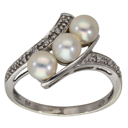 9ct White Gold 0.07ct Diamond Dress/Cocktail Ring Size M