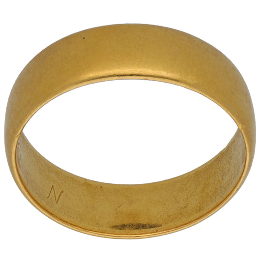 22ct Gold Plain Wedding Ring Size P