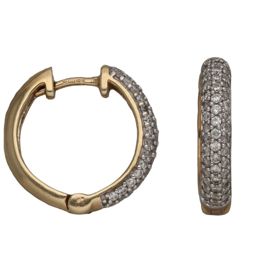 9ct Gold Cubic Zirconia Hoop Earrings