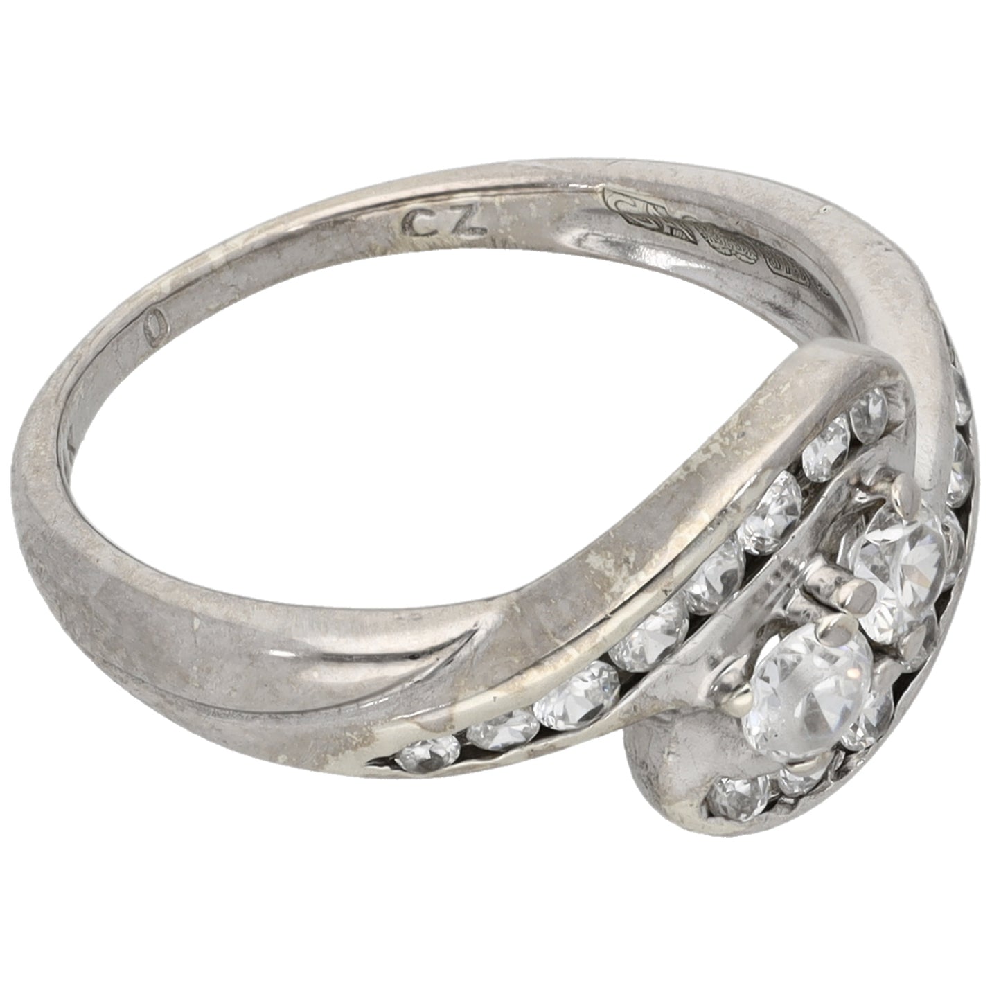 9ct White Gold Cubic Zirconia Dress/Cocktail Ring Size O