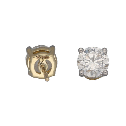 New 9ct Gold 2.00ct Laboratory-Grown Diamond Solitaire Earrings