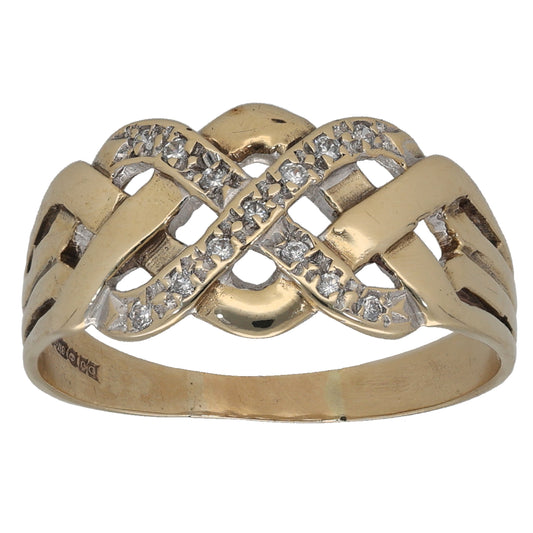 9ct Gold Cubic Zirconia Dress/Cocktail Ring Size U