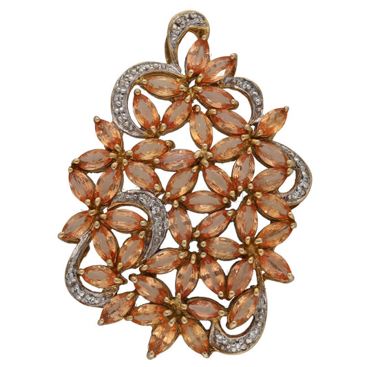 9ct Gold Sapphire & 0.10ct Diamond Dress/Cocktail Pendant