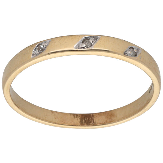 9ct Gold 0.015ct Diamond Three Stone Ring Size O
