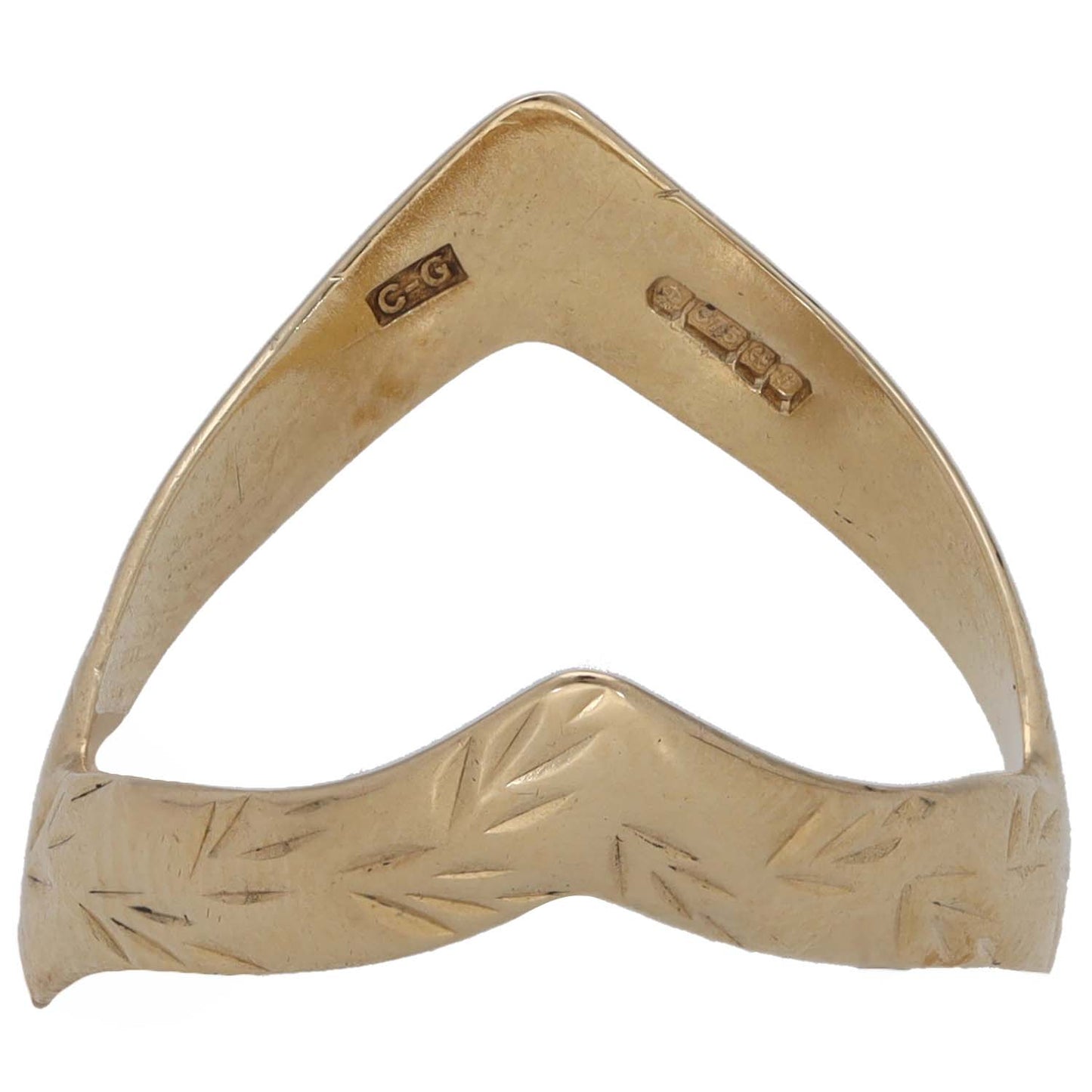9ct Gold Wishbone Ring Size M