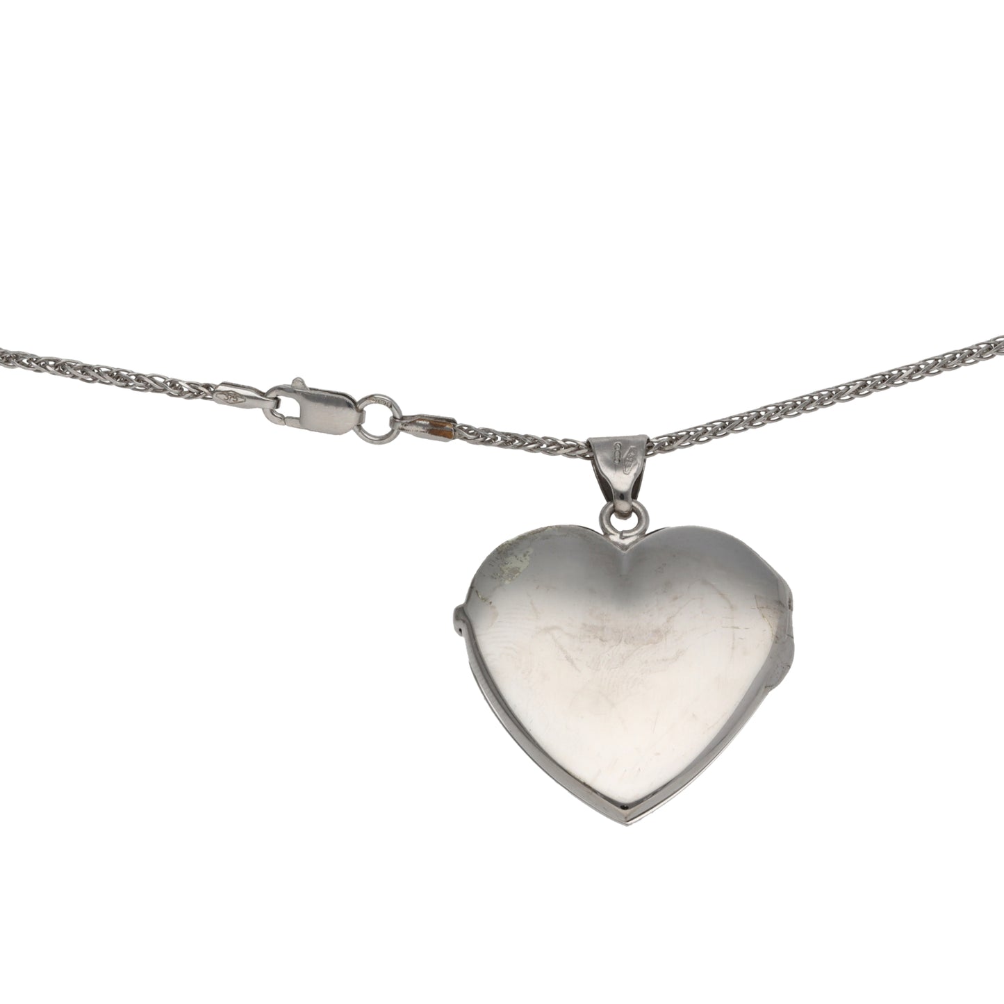9ct White Gold Patterned Locket Pendant With Chain
