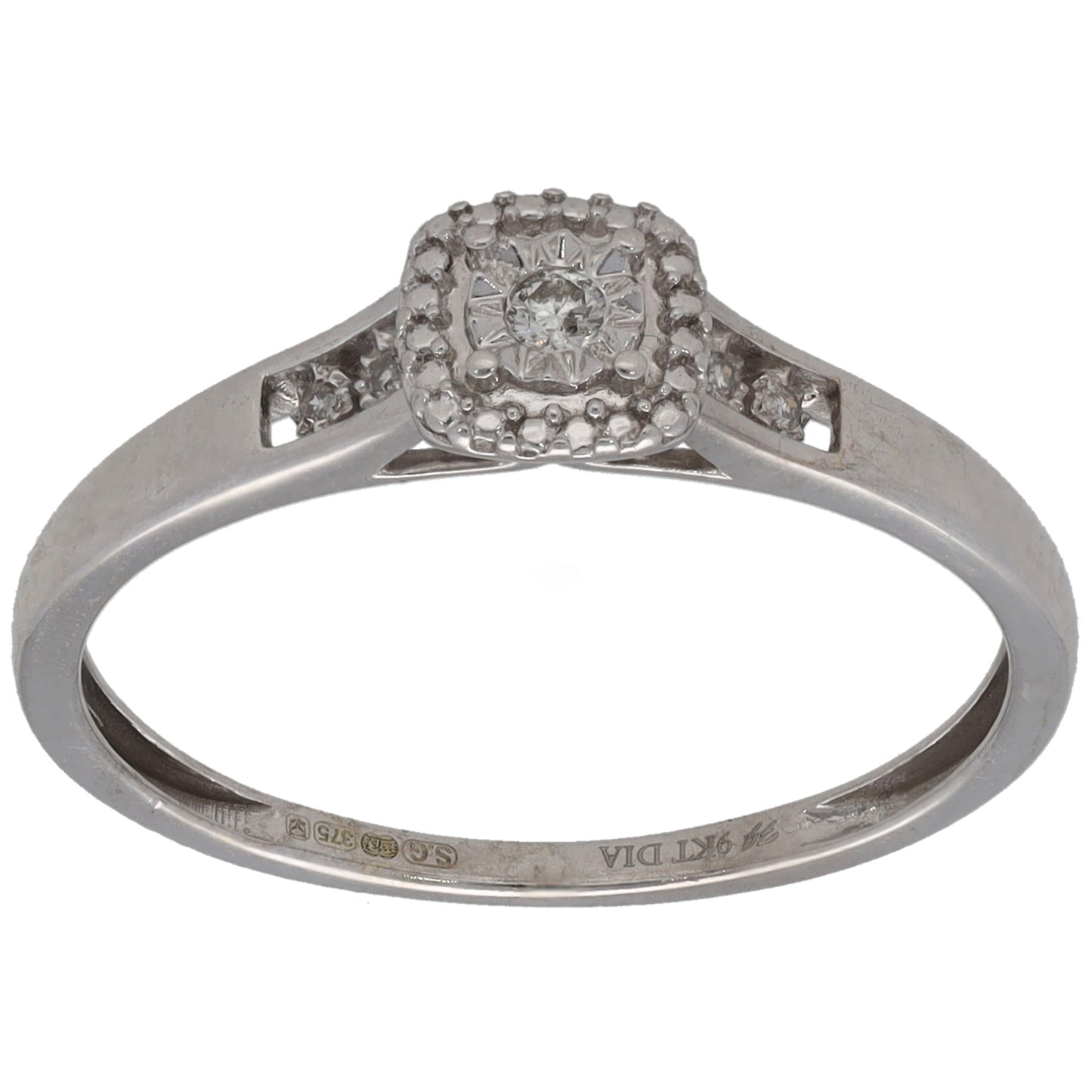 9ct White Gold 0.04ct Diamond Dress/Cocktail Ring Size N