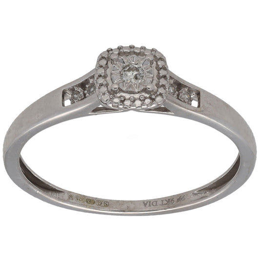 9ct White Gold 0.04ct Diamond Dress/Cocktail Ring Size N