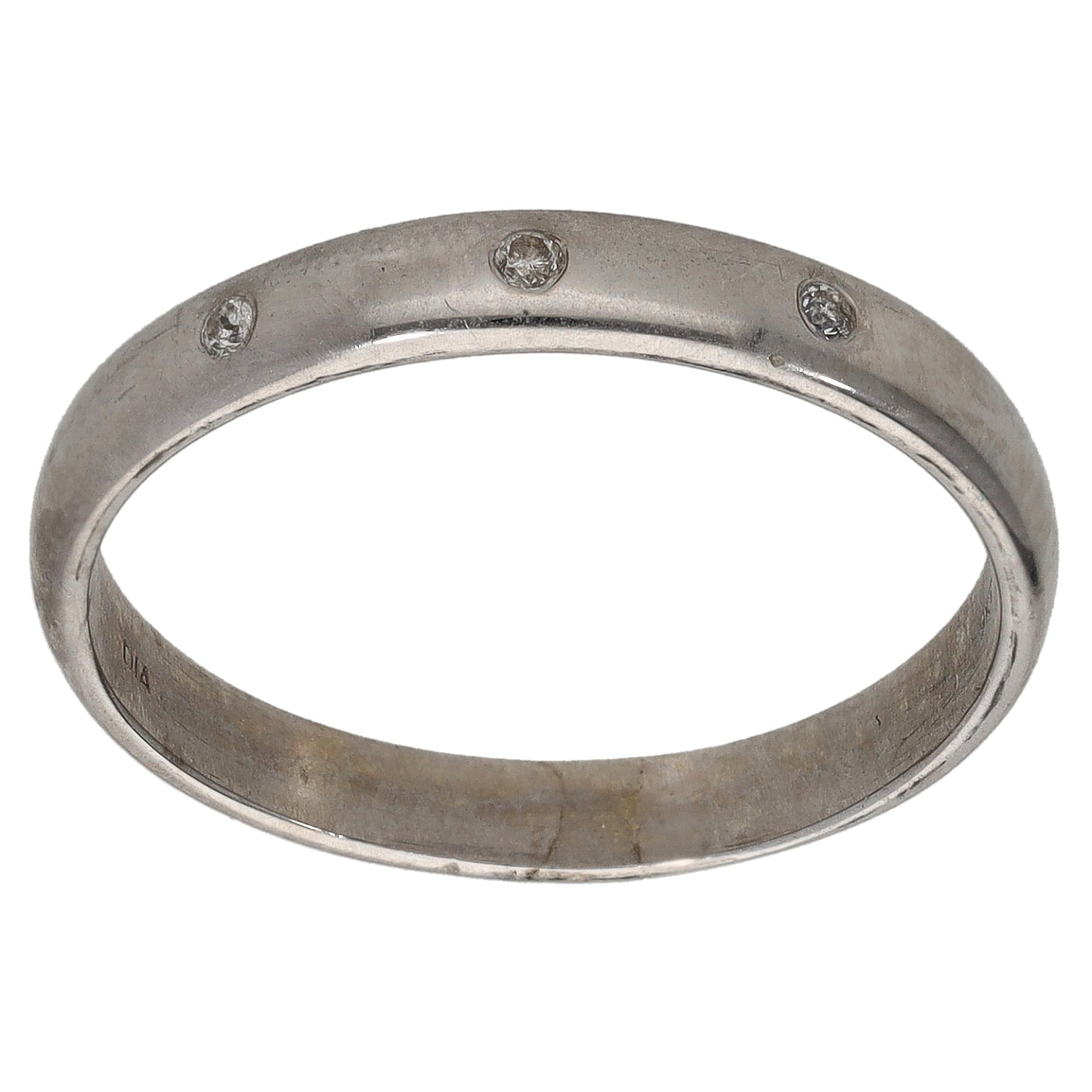 9ct White Gold 0.03ct Diamond Plain Wedding Ring Size Q