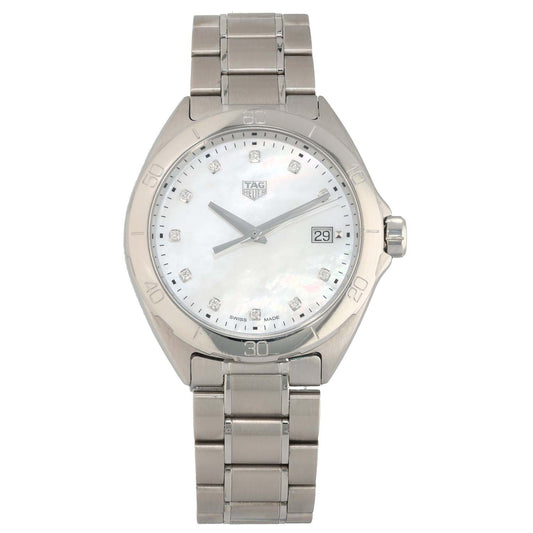 Tag Heuer Formula 1 Stainless steel wristwatch with white dial, silver hands, and date window at 29